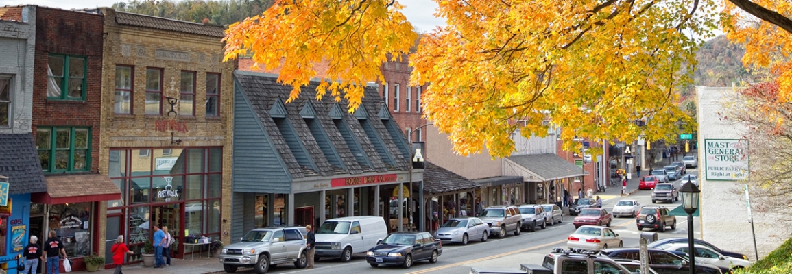 downtown Boone in autumn